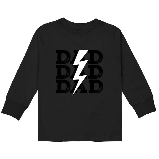 Baseball Dad Distressed Retro Lightning Bolt Kids Long Sleeve T Shirts