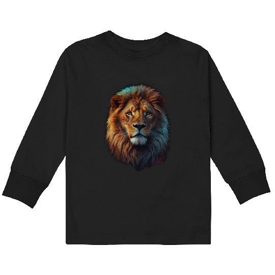 Geometric Lion Galaxy Collection Kids Long Sleeve T Shirts
