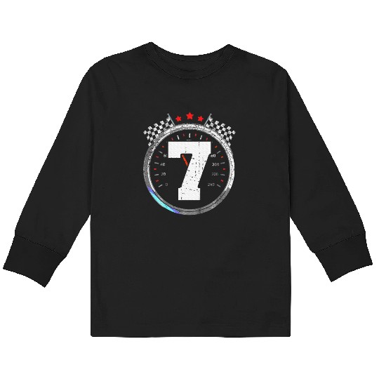 Kids 7th Birthday Boy 7 Seventh Race Car Birthday Kids Long Sleeve T Shirts