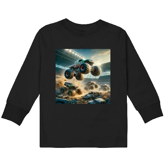 Monster Madness Monster Trucks Kids Long Sleeve T Shirts