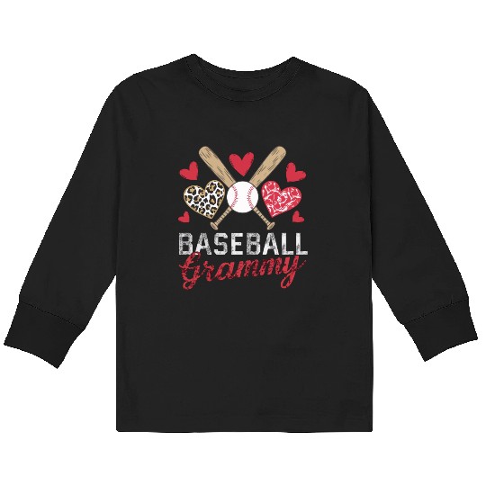 Baseball Grandma Grandmother Grandparents Day Kids Long Sleeve T Shirts