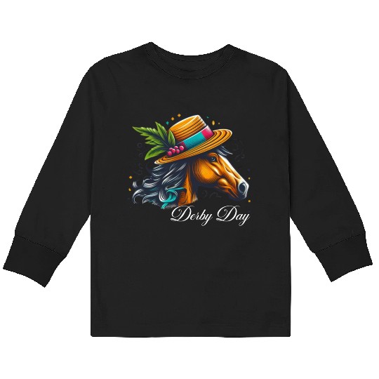 Funny Derby Fascinator Horse racing Kids Long Sleeve T Shirts