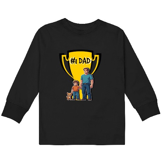 art father and son 8bits number 1 dad Kids Long Sleeve T Shirts
