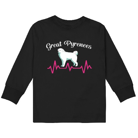 Pet Lover Great Pyrenees Dog Heartbeat Kids Long Sleeve T Shirts