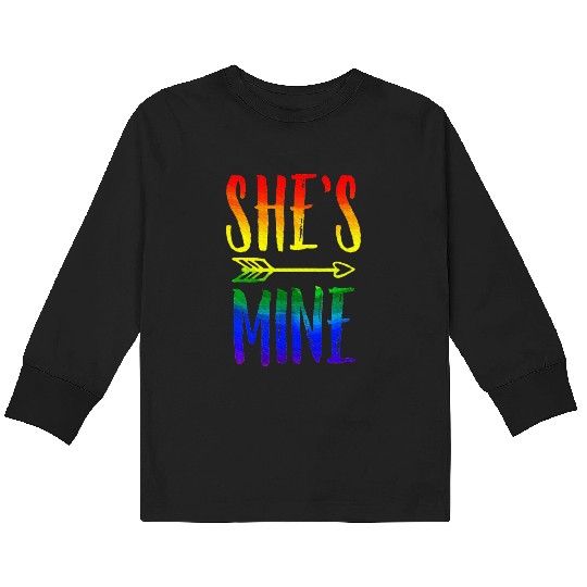 I'm Hers She's Mine LGBT Pride Lesbian Couple Kids Long Sleeve T Shirts