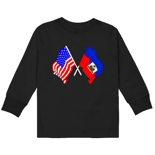 USA flag USA, Haiti flag Kids Long Sleeve T Shirts