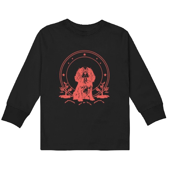 Cavalier King Charles Spaniel Celestial Tarot Card Kids Long Sleeve T Shirts