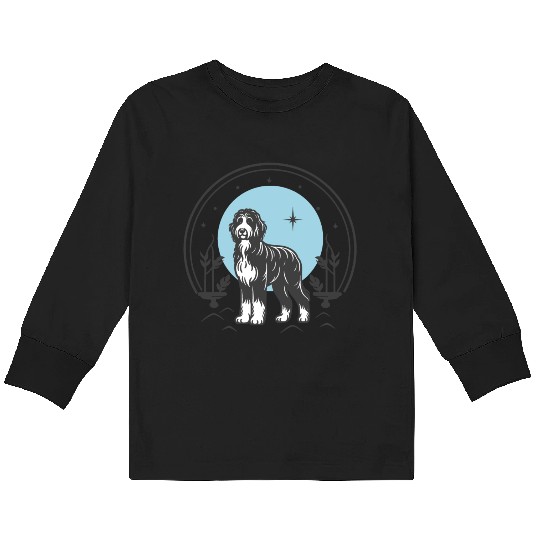 Bernedoodle Tarot Card Dog | Celestial and Starsee Kids Long Sleeve T Shirts