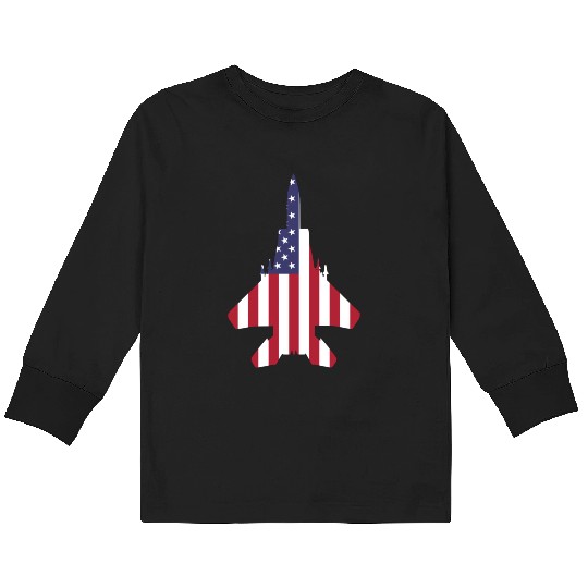 Patriotic American F-15 Kids Long Sleeve T Shirts