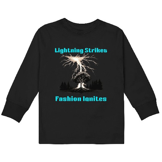 Unleashed Force: Lightning Bolt Strikes Kids Long Sleeve T Shirts