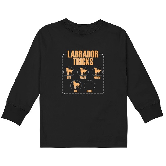 LABRADOR TRICKS Funny Labrador Retriever Dog Kids Long Sleeve T Shirts