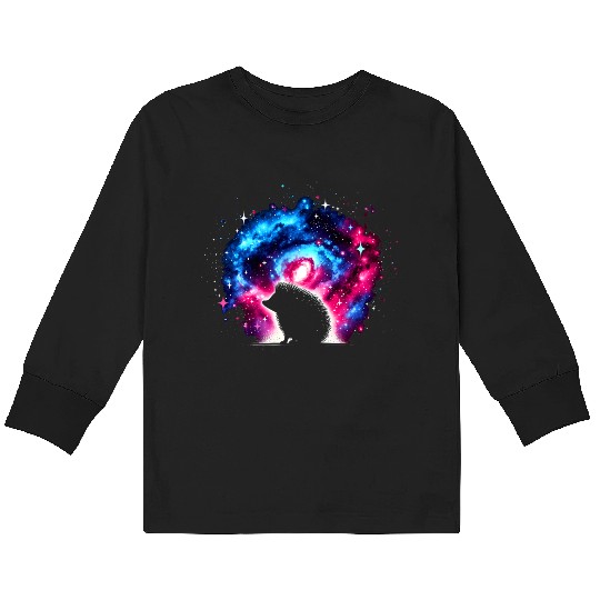 Cool Hedgehog Galaxy Space Art Kids Long Sleeve T Shirts