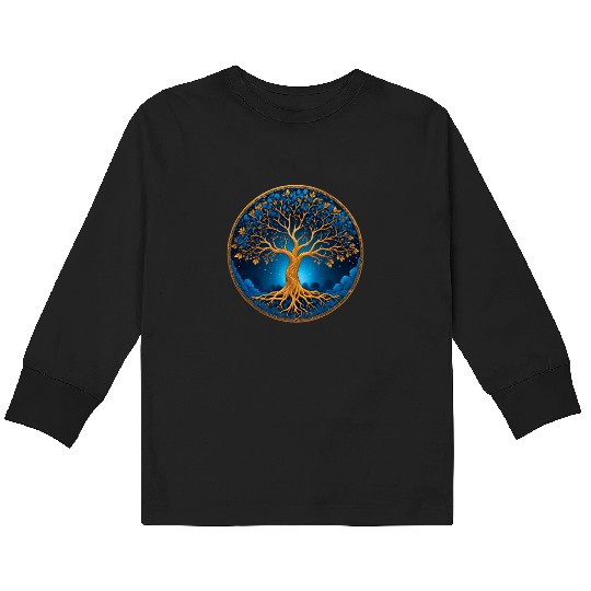 Irish Nordic Celtic Tree of Life Yggdrasil Kids Long Sleeve T Shirts