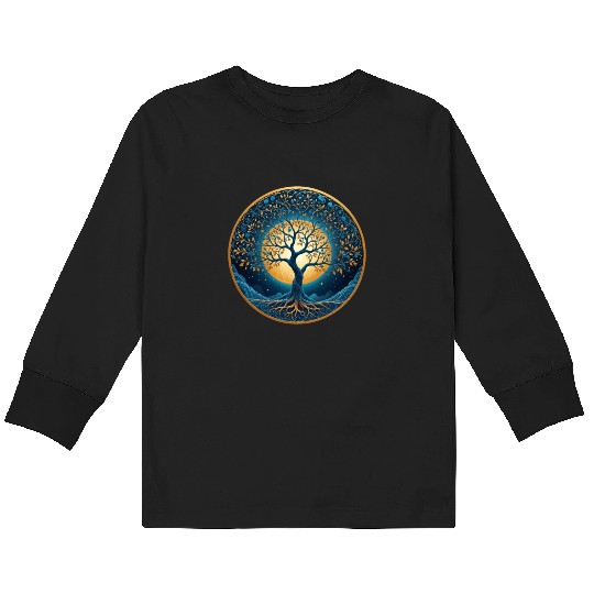 Irish Nordic Celtic Tree of Life Yggdrasil Kids Long Sleeve T Shirts