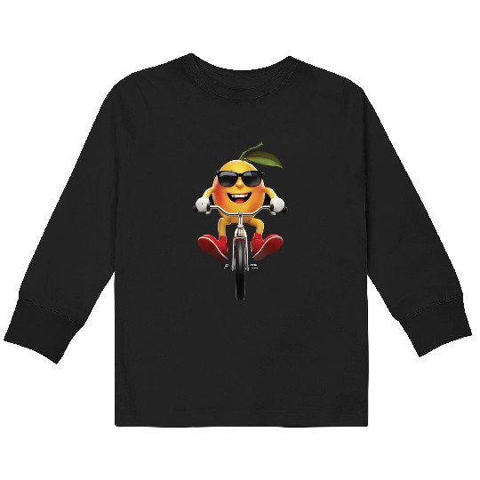 Mango Cycling On Bike Realistic Kids Long Sleeve T Shirts