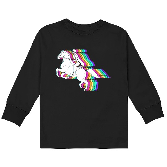 Colorful Horse Equestrian Jockey Horse Racing Kids Long Sleeve T Shirts