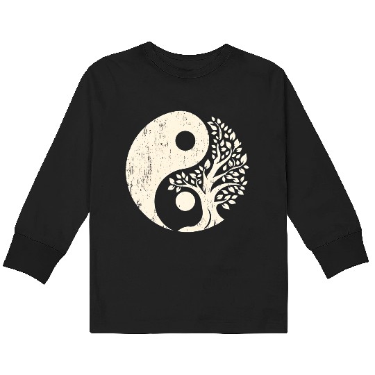 Nature's Balance: Yin Yang Tree of Life Kids Long Sleeve T Shirts