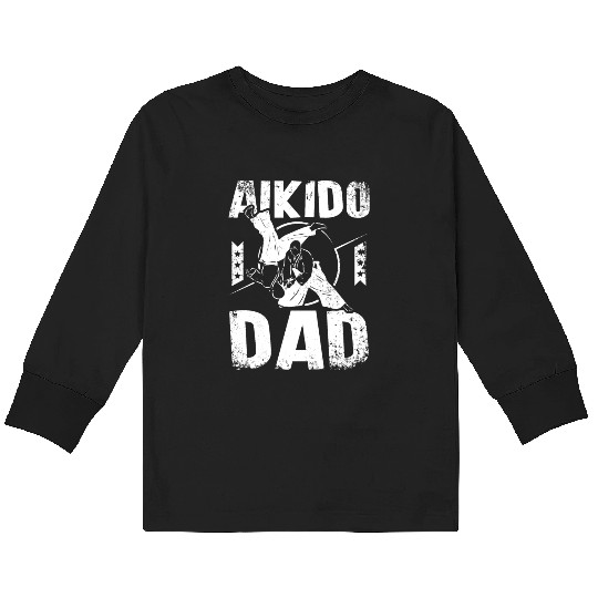 Father's day Papa Aikido Dad Kids Long Sleeve T Shirts