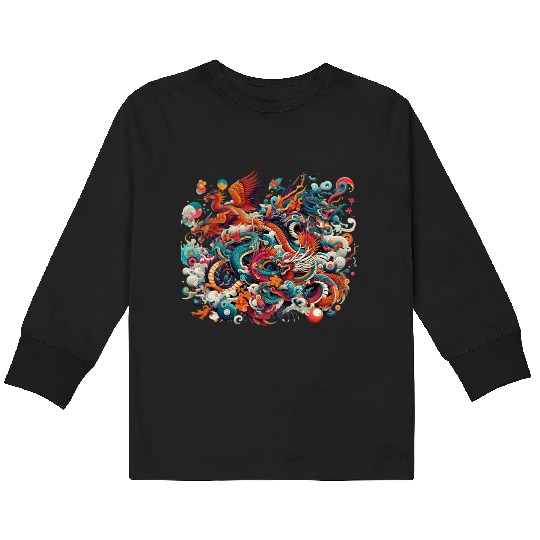 Dragonic Harmony Kids Long Sleeve T Shirts