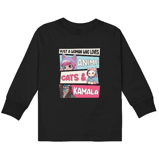 Cat Ladies for Kamala - Anime, Cats and Kamala 24 Kids Long Sleeve T Shirts