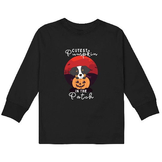 Bernese Mountain Dog Cutest Pumpkin In The Patch Kids Long Sleeve T Shirts