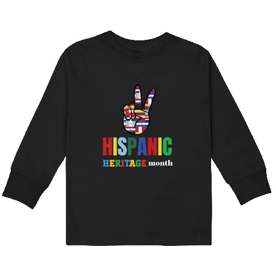 hispanic heritage flags on a palm colorful colorfu Kids Long Sleeve T Shirts