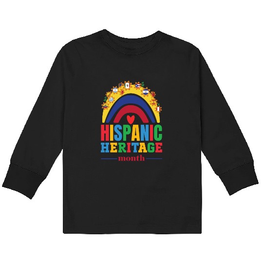 Hispanic heritage month flags colorful rainbow col Kids Long Sleeve T Shirts