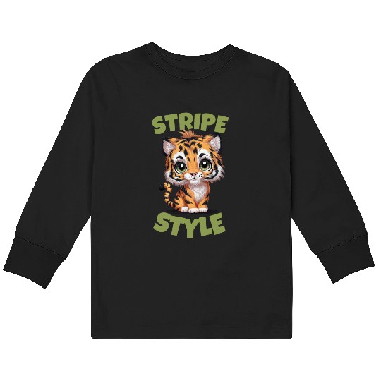Cute Tiger Stripe Style Kids Long Sleeve T Shirts