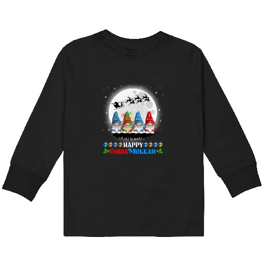 Happy Chrismukkah Gnomes Christmas Hanukkah Kids Long Sleeve T Shirts