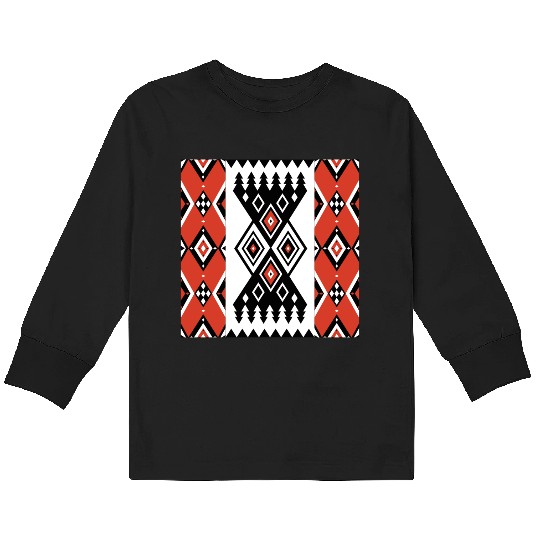Traditional Geometric Design SADO Kids Long Sleeve T Shirts