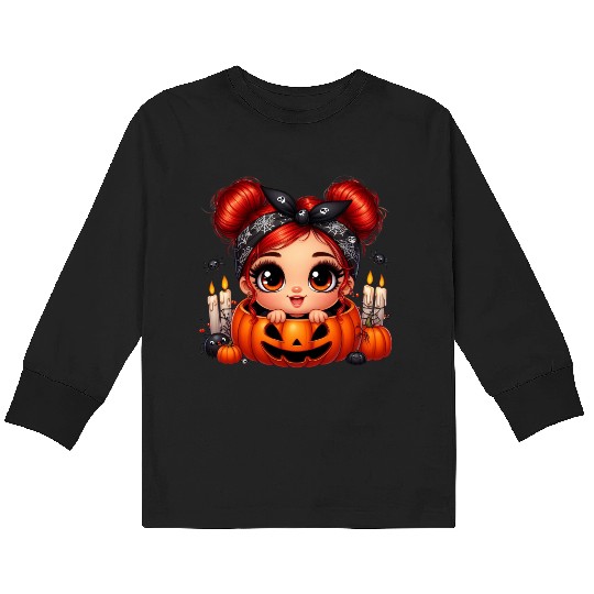 cute halloween redhead latina baby girl Princess Kids Long Sleeve T Shirts
