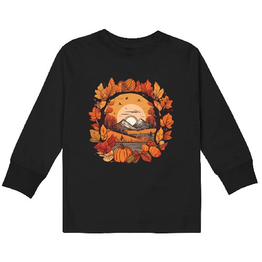 Autumn leaves falling design Kids Long Sleeve T Shirts