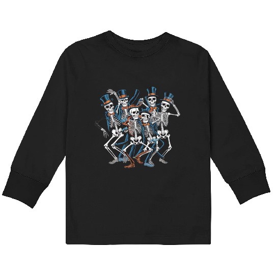 Let's Dance Dancing Skeleton Skull Kids Long Sleeve T Shirts