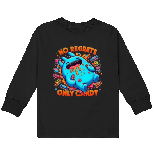 Disneyland Stitch Halloween No Regrets Only Candy Kids Long Sleeve T Shirts