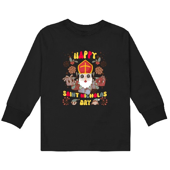 Groovy Saint Nicholas Day logo Kids Long Sleeve T Shirts