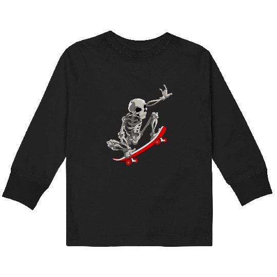 Skateboarding Skeleton Halloween Skater Skateboard Kids Long Sleeve T Shirts
