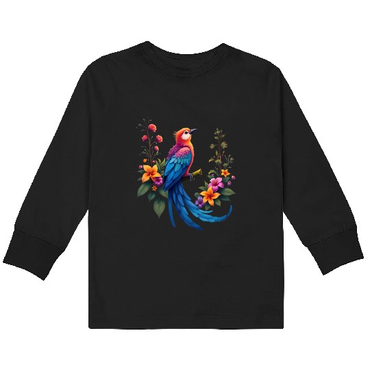 Fantastical Bird Of Paradise Painting Kids Long Sleeve T Shirts