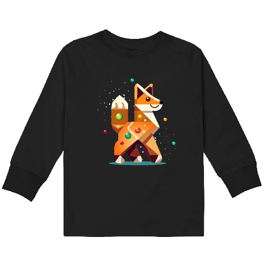Fox in gingerbread style -creative Christmas motif Kids Long Sleeve T Shirts