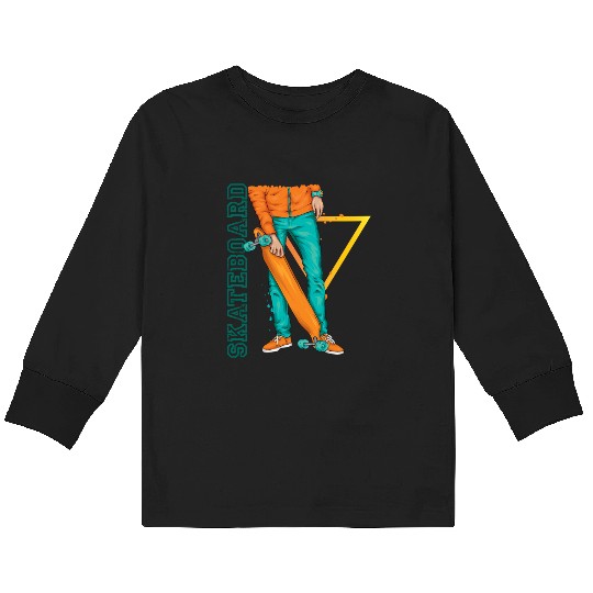 Skateboarding Design for Hardcore Skaters Kids Long Sleeve T Shirts