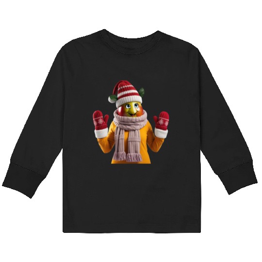 Winter Fruit Character Fun Kids Long Sleeve T Shirts