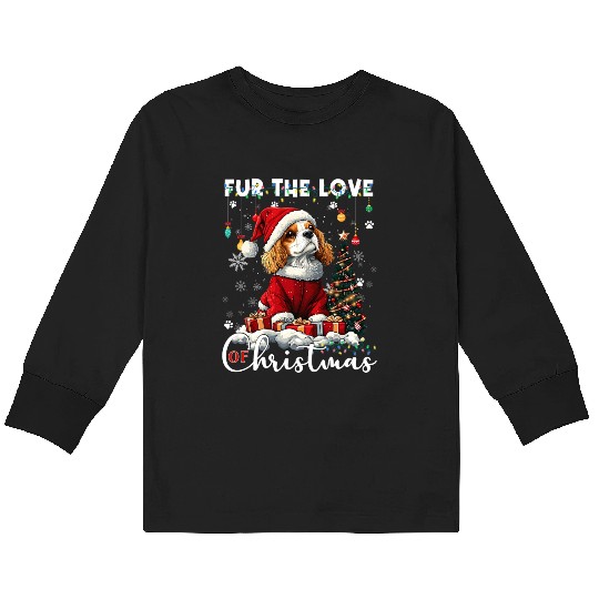 Cavalier King Charles Spaniel Christmas Tree Dog Kids Long Sleeve T Shirts