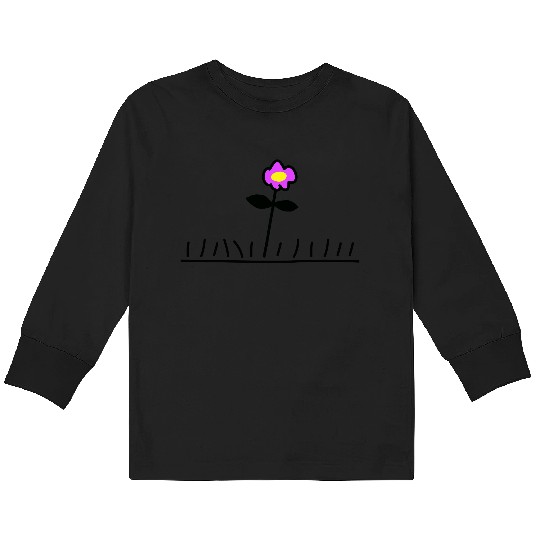 Pink Meadow Flower Spring Summer Grass Flowers Kids Long Sleeve T Shirts