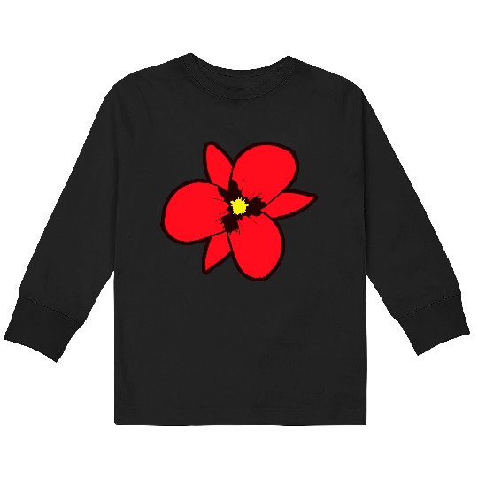 Red Beautiful Flower Spring Summer Nature Flowers Kids Long Sleeve T Shirts