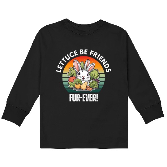 LETTUCE BE FRIENDS FUR-EVER Kids Long Sleeve T Shirts