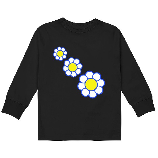 3 White Daisies Flowers Spring Summer Pretty Kids Long Sleeve T Shirts