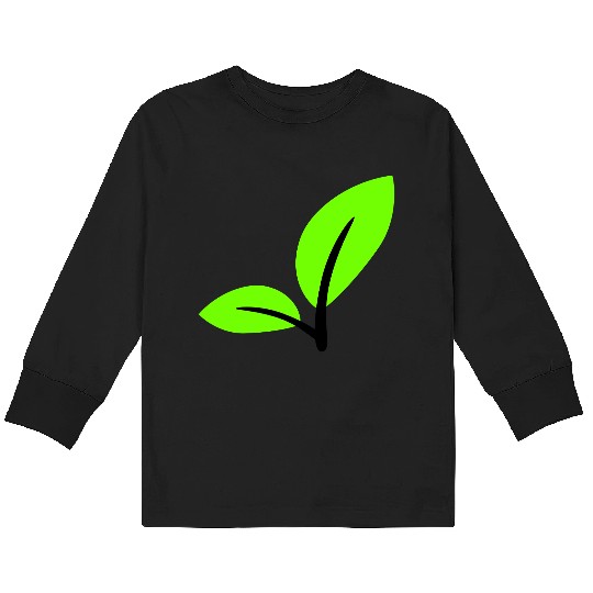 2 Green Beautiful Leaves Eco Spring Summer Nature Kids Long Sleeve T Shirts