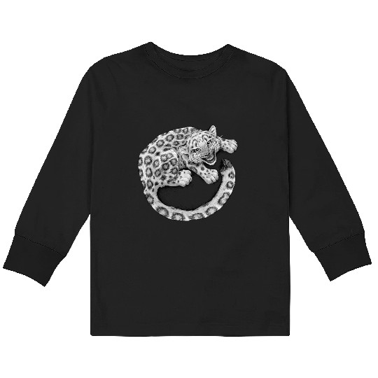 Snow Leopard Cub Kids Long Sleeve T Shirts