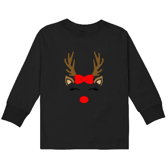 Reindeer girl, Christmas Kids Long Sleeve T Shirts
