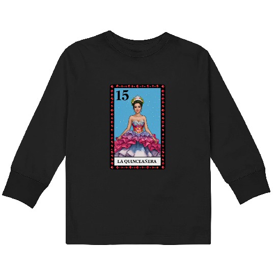 Lotería Quinceañera, Mis XV Hispanic Birthday Kids Long Sleeve T Shirts