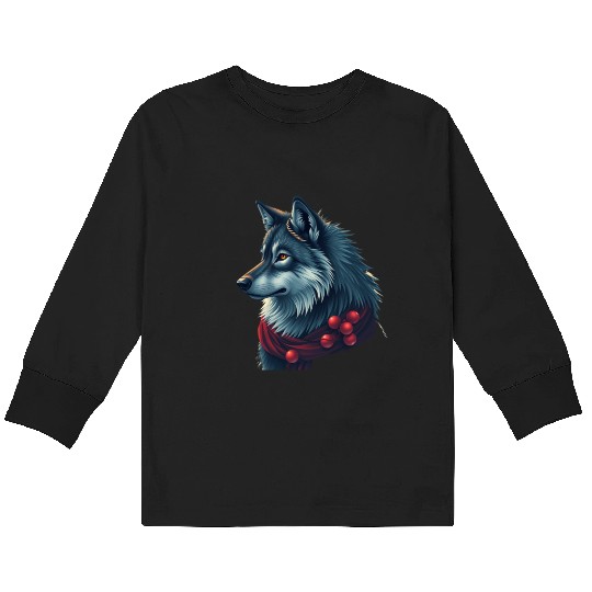 Winter Wolf Holiday Kids Long Sleeve T Shirts